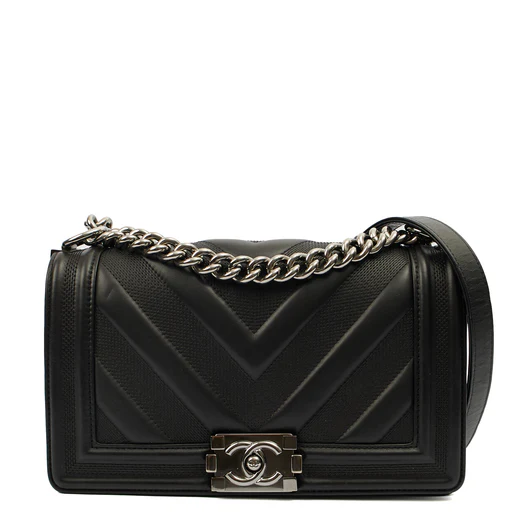 Picture of Chanel Shoulder Bag Boy - Medium in Black, Calfskin Leather
