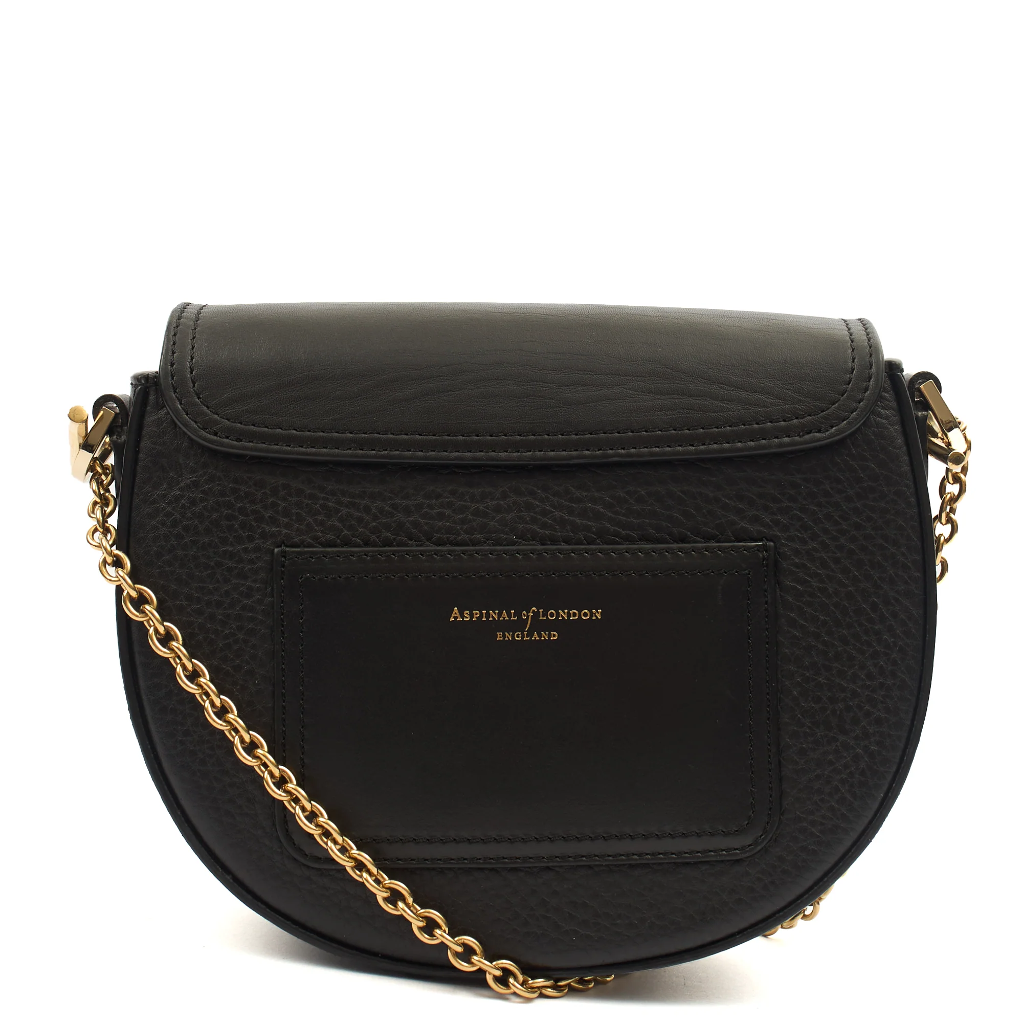 Picture of Aspinal of London Cross Body Portobello Saddle Bag in Black, Leather