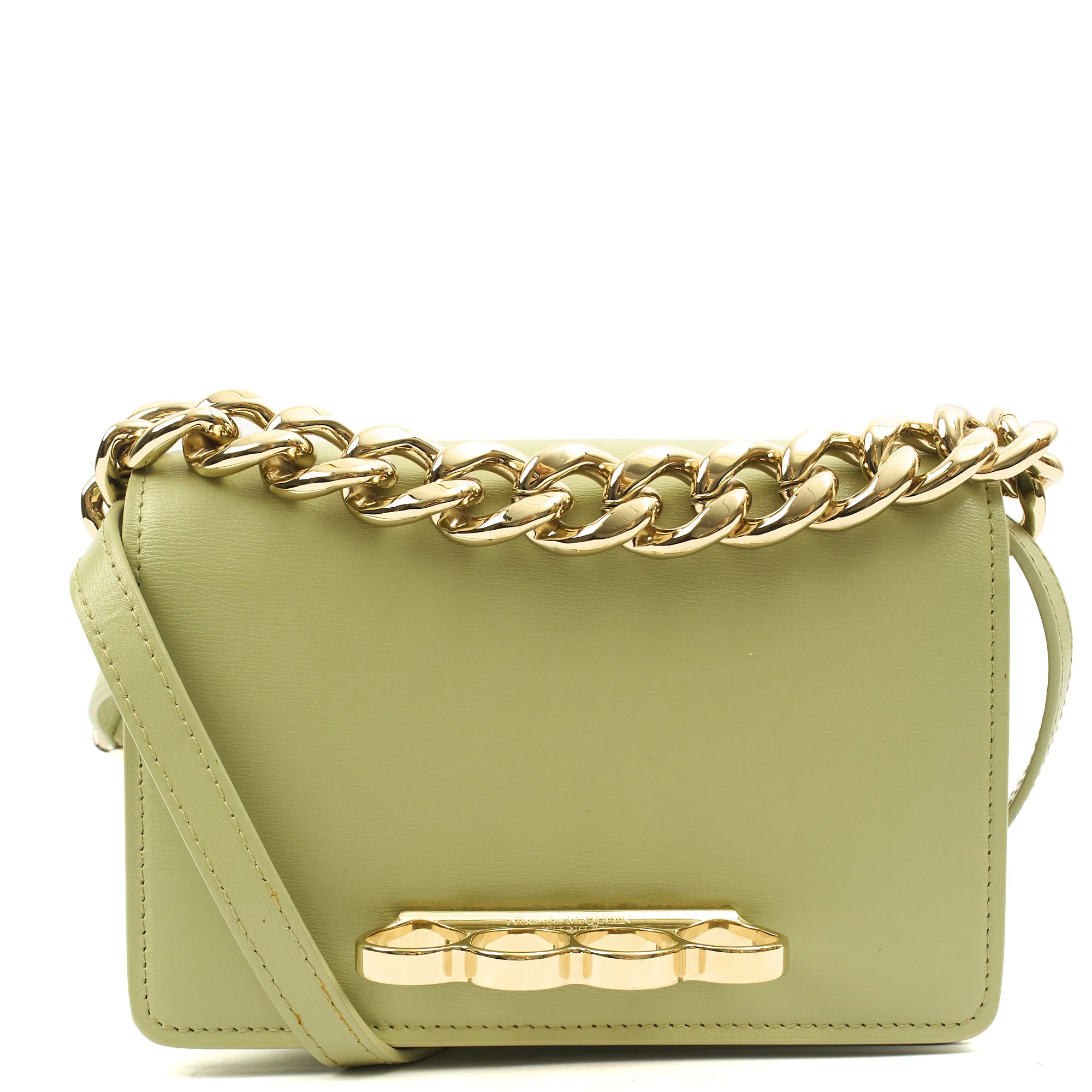 Picture of Alexander McQueen Cross Body Knuckle Crossbody in Green, Leather