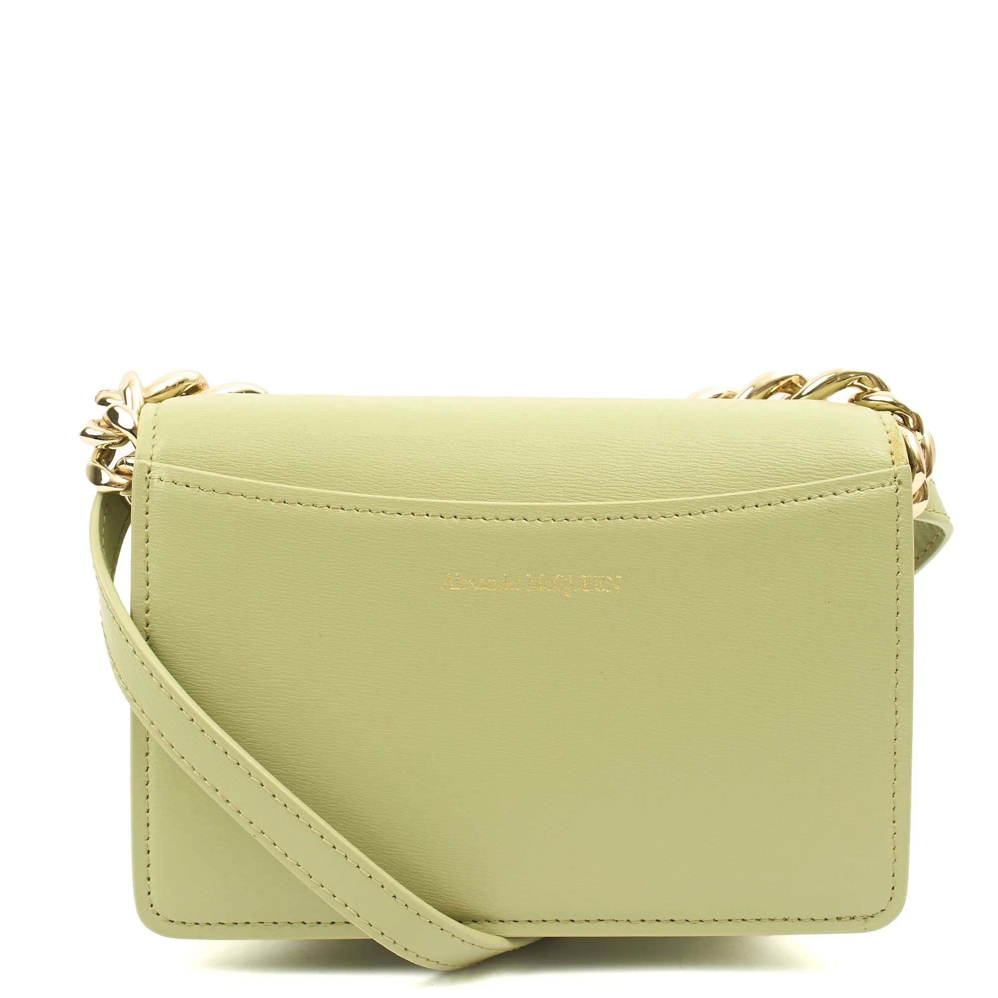 Picture of Alexander McQueen Cross Body Knuckle Crossbody in Green, Leather