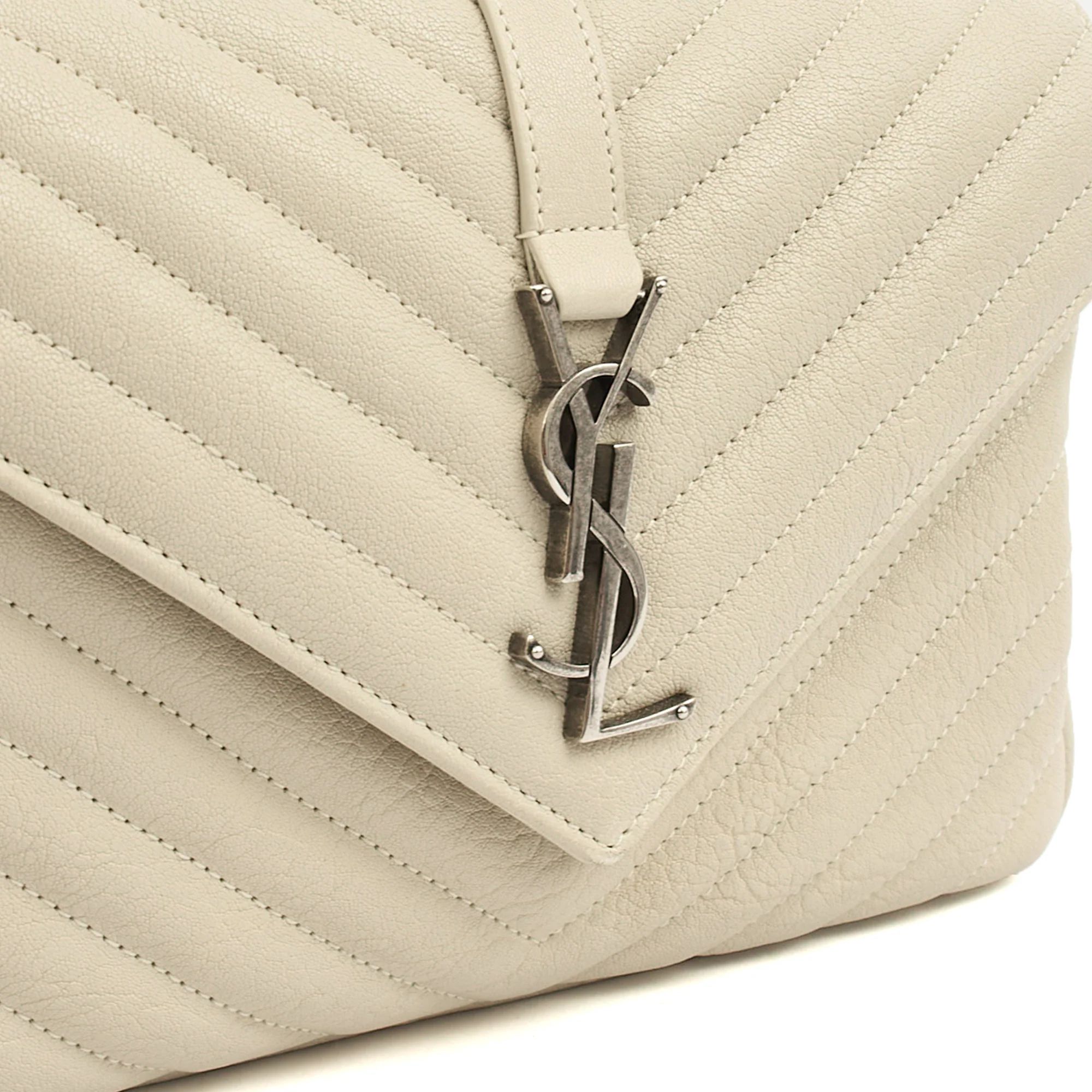 Picture of Saint Laurent Top Handle College - Medium in Neutral, Calfskin Leather