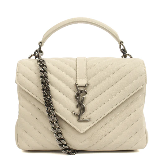 Picture of Saint Laurent Top Handle College - Medium in Neutral, Calfskin Leather