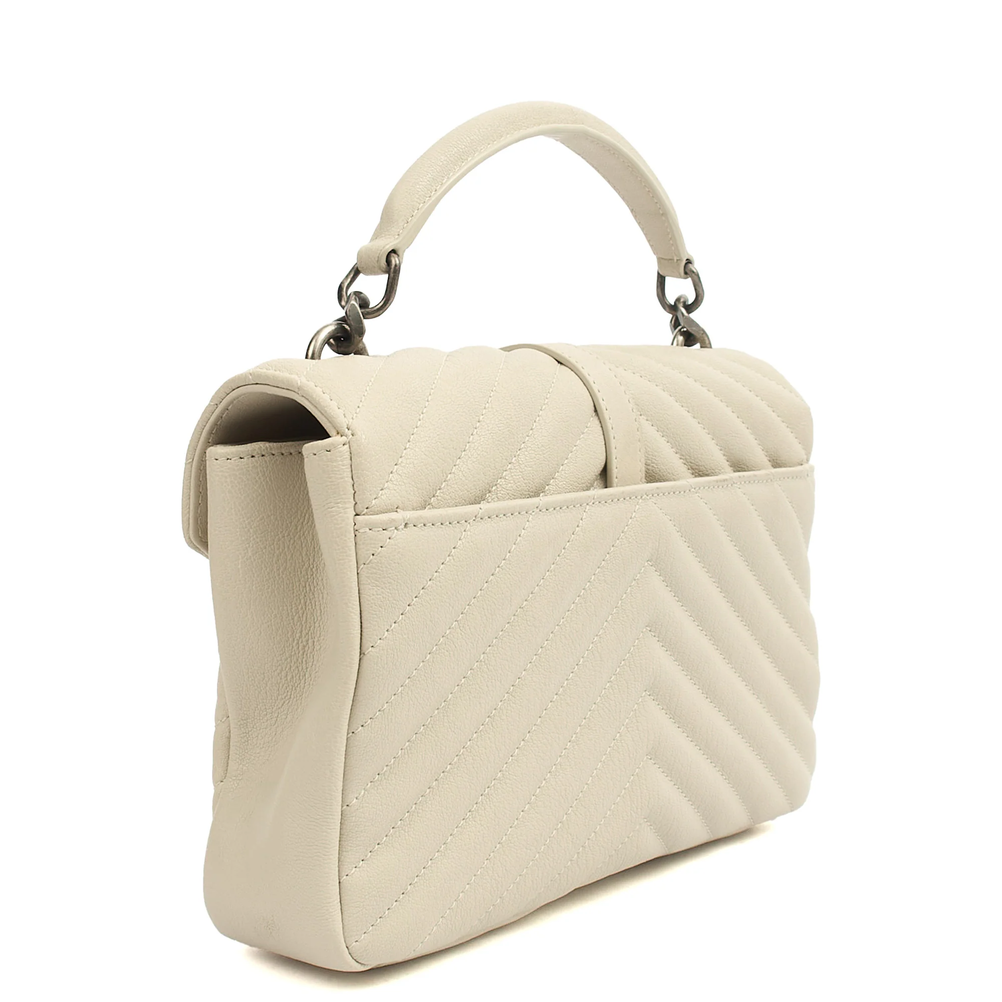 Picture of Saint Laurent Top Handle College - Medium in Neutral, Calfskin Leather