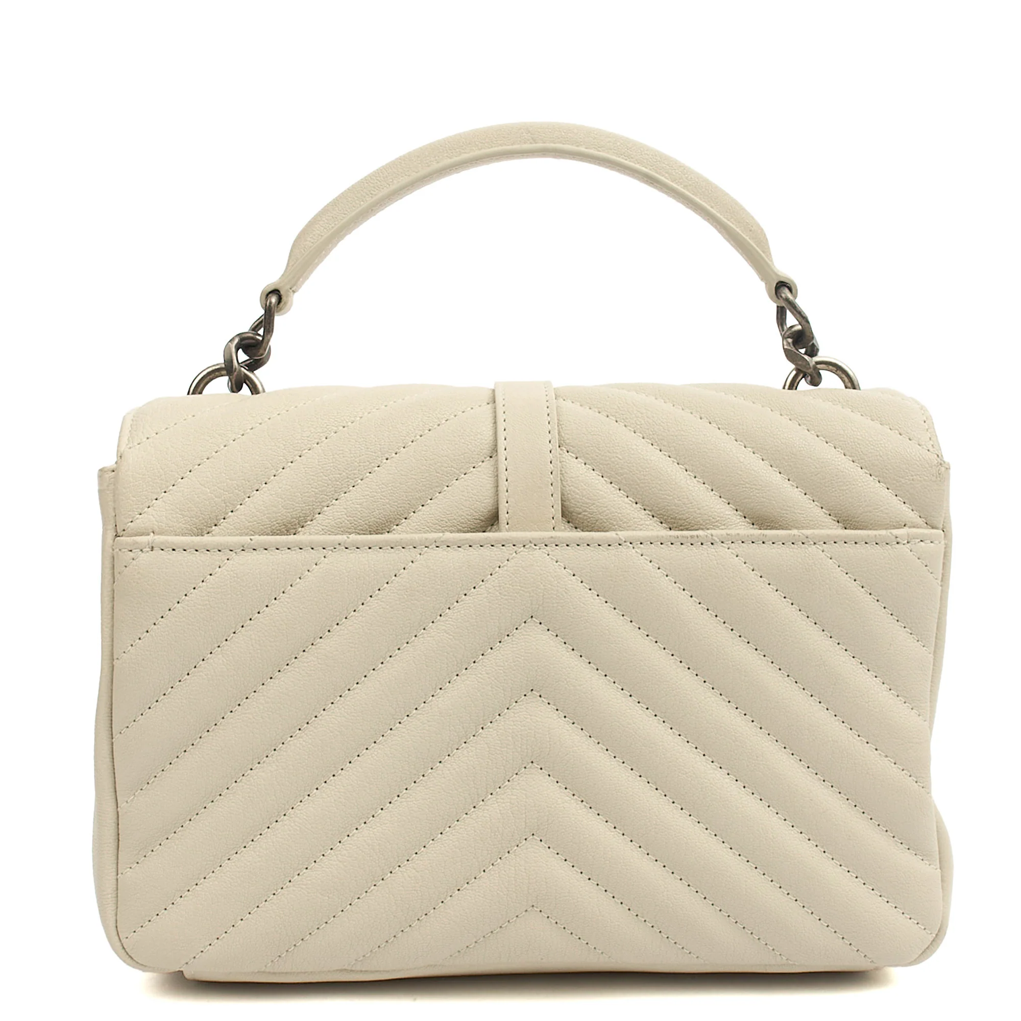 Picture of Saint Laurent Top Handle College - Medium in Neutral, Calfskin Leather