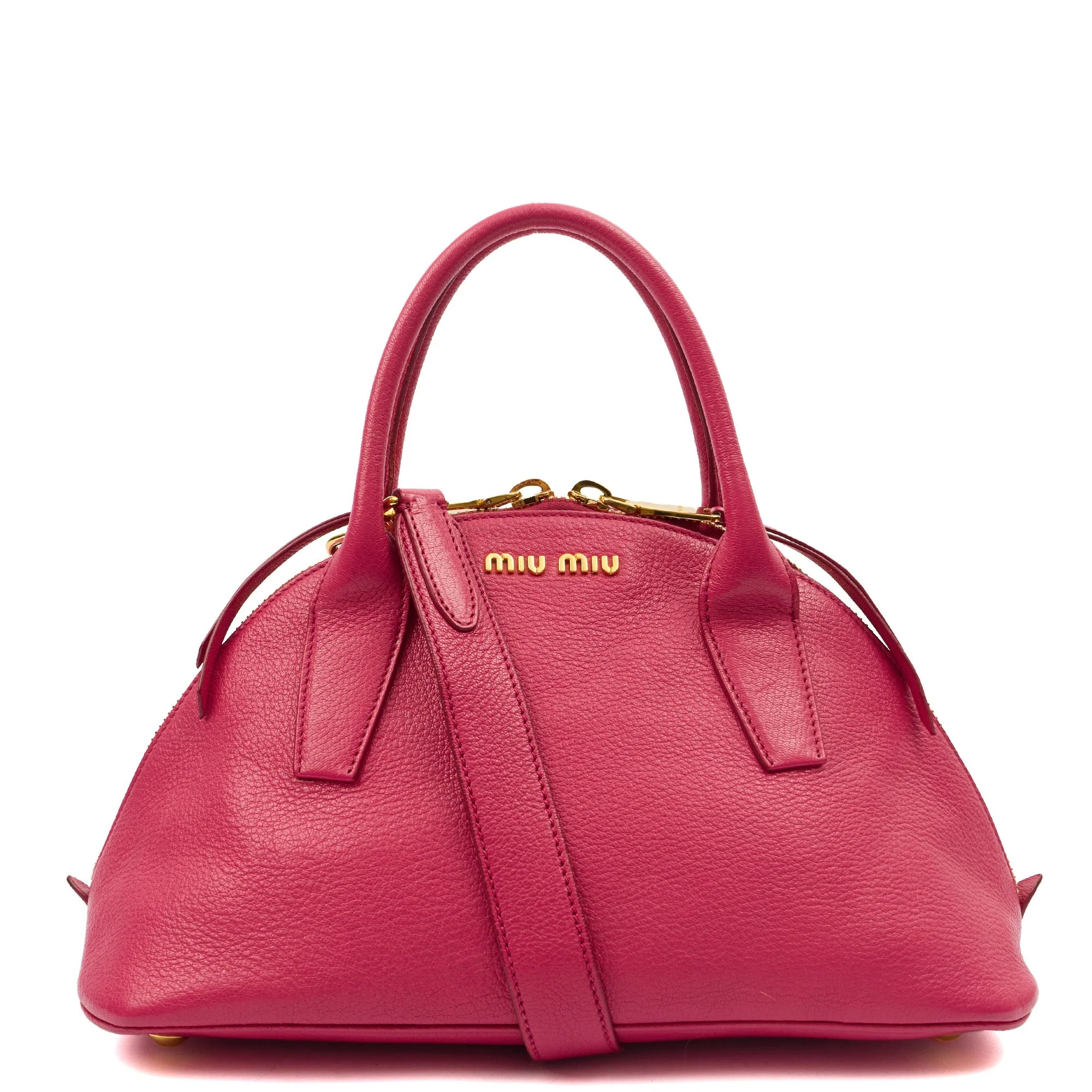 Picture of Miu Miu Shoulder Bag Bowling Bag - Small in Pink, Leather