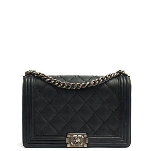 Picture of Chanel Shoulder Bag Boy - New Medium in Black, Calfskin Leather