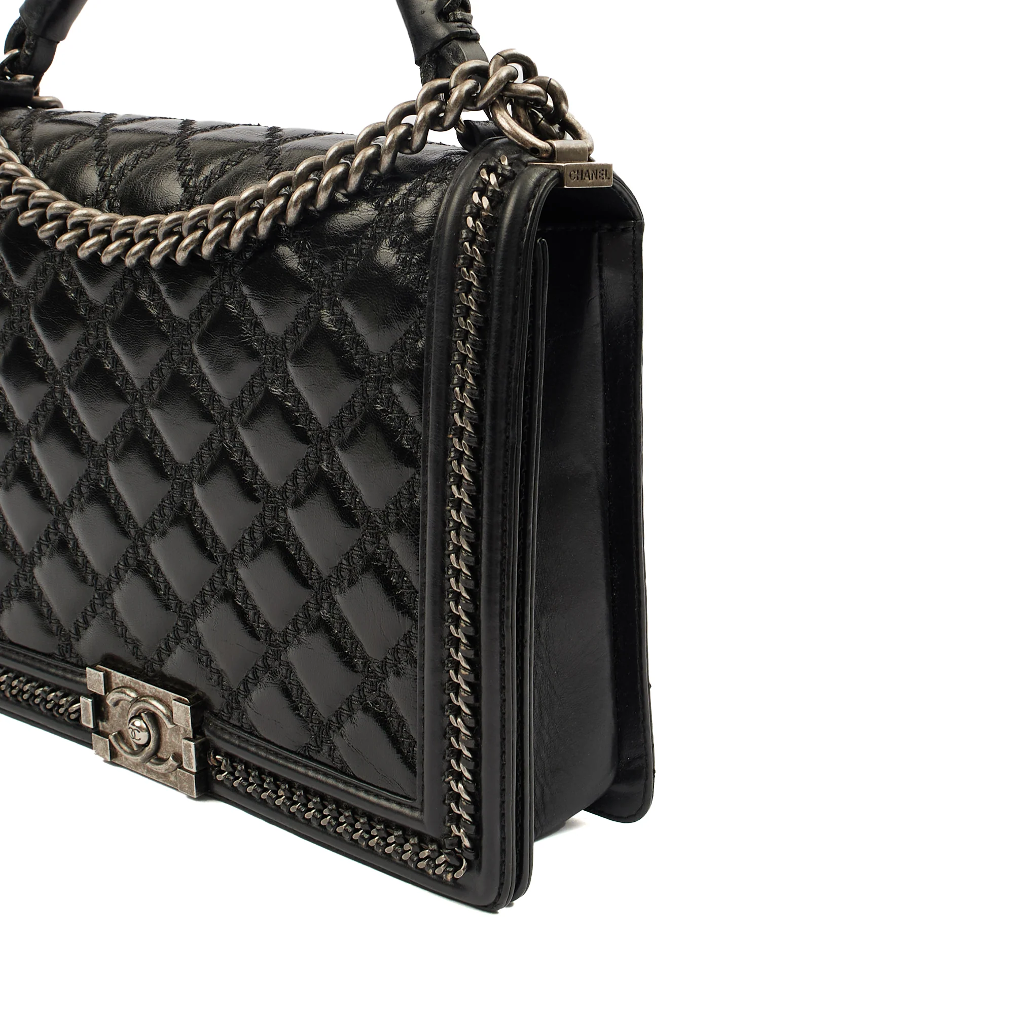 Picture of Chanel Top Handle Boy Top Handle - Medium in Black, Calfskin Leather