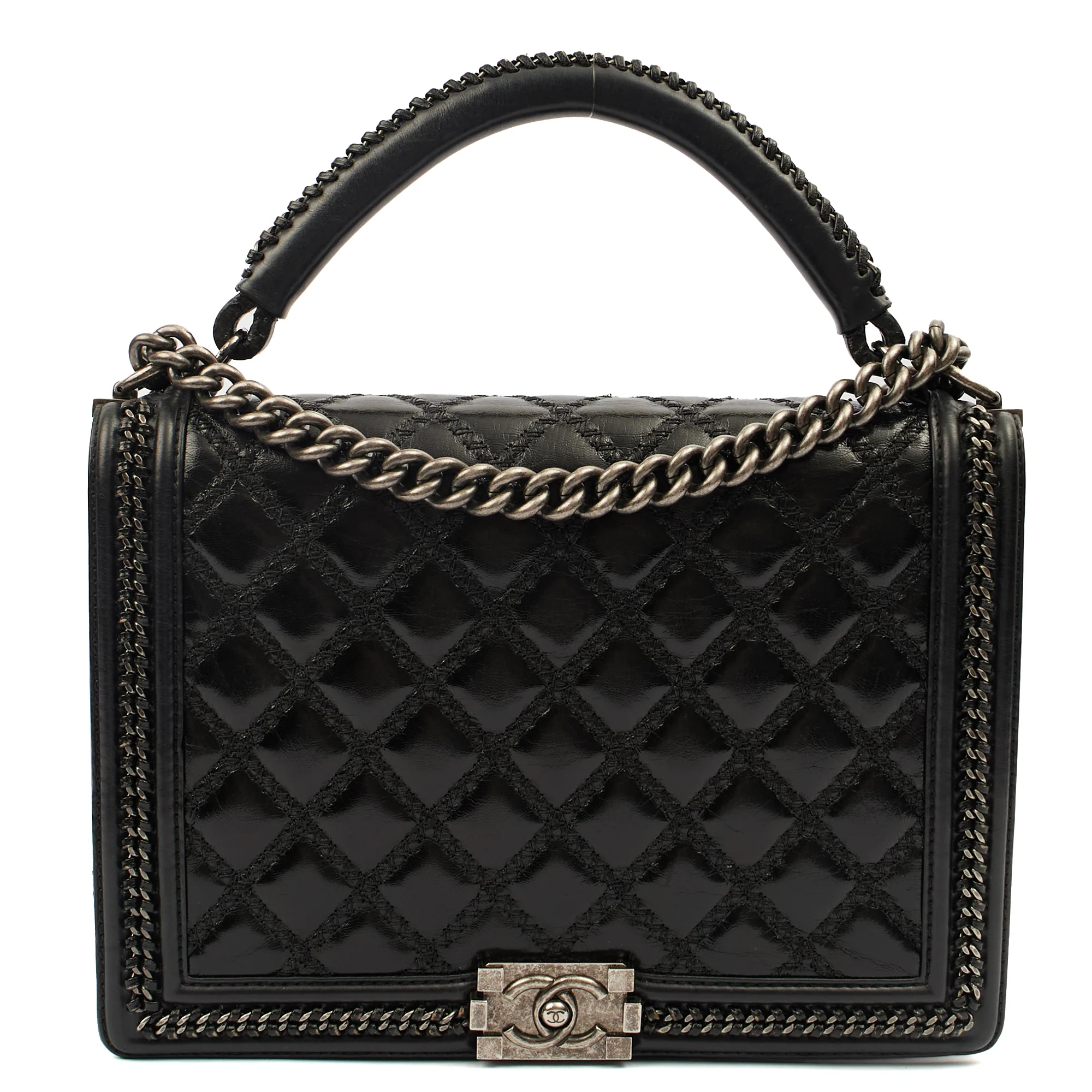 Picture of Chanel Top Handle Boy Top Handle - Medium in Black, Calfskin Leather