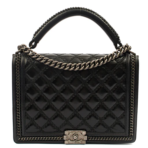 Picture of Chanel Top Handle Boy Top Handle - Medium in Black, Calfskin Leather