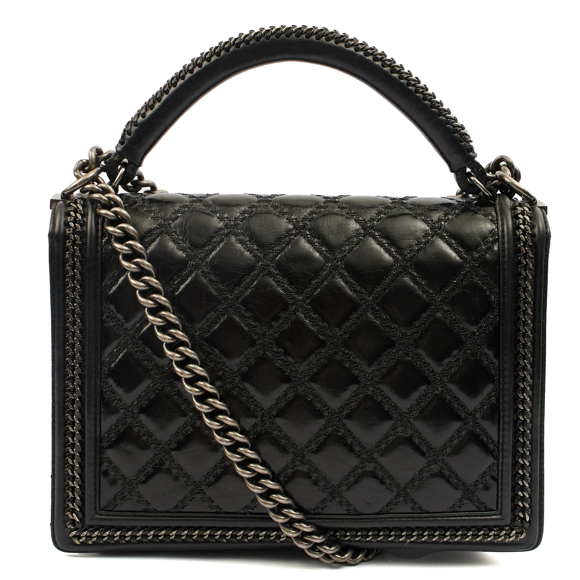 Picture of Chanel Top Handle Boy Top Handle - Medium in Black, Calfskin Leather