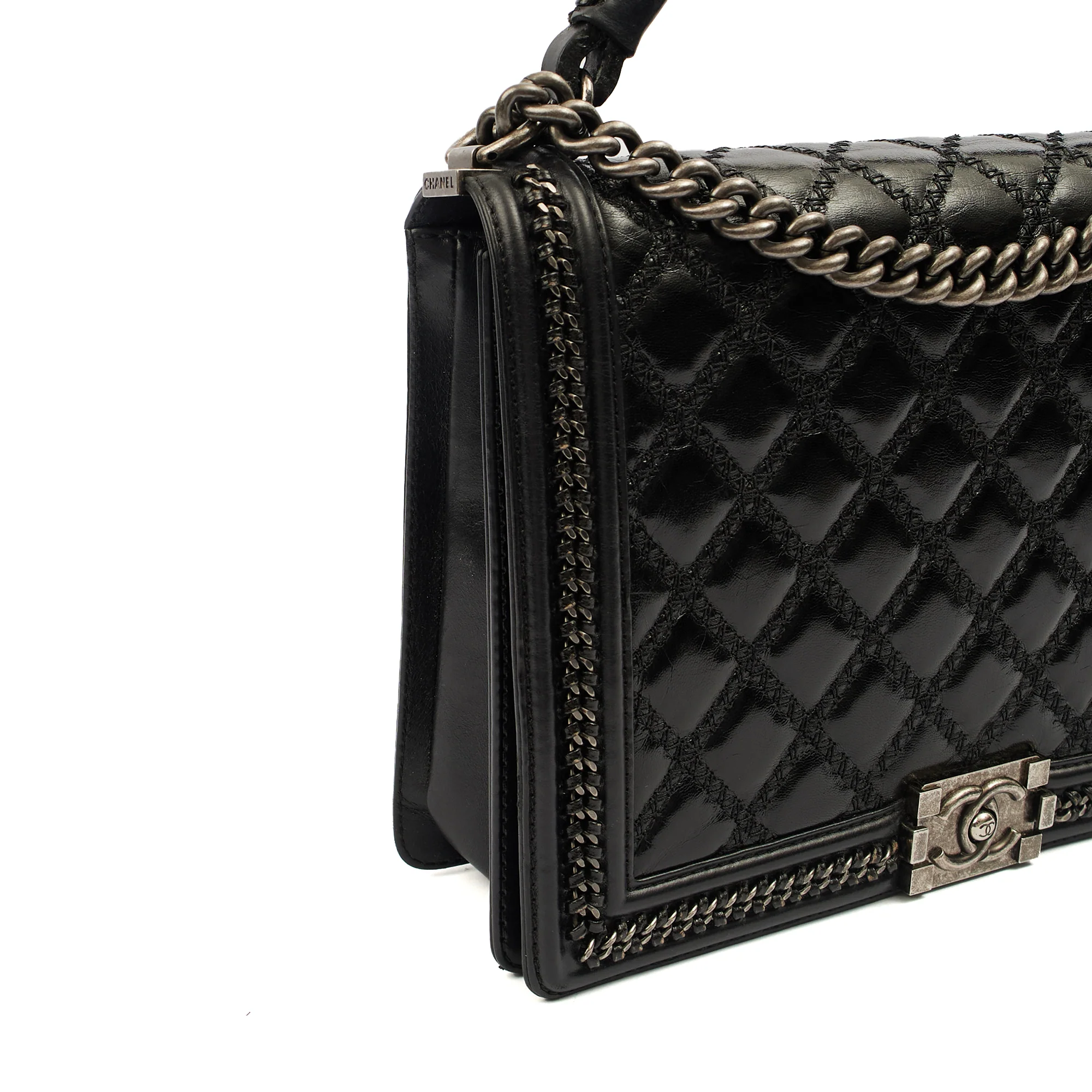 Picture of Chanel Top Handle Boy Top Handle - Medium in Black, Calfskin Leather