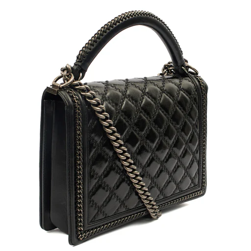 Picture of Chanel Top Handle Boy Top Handle - Medium in Black, Calfskin Leather