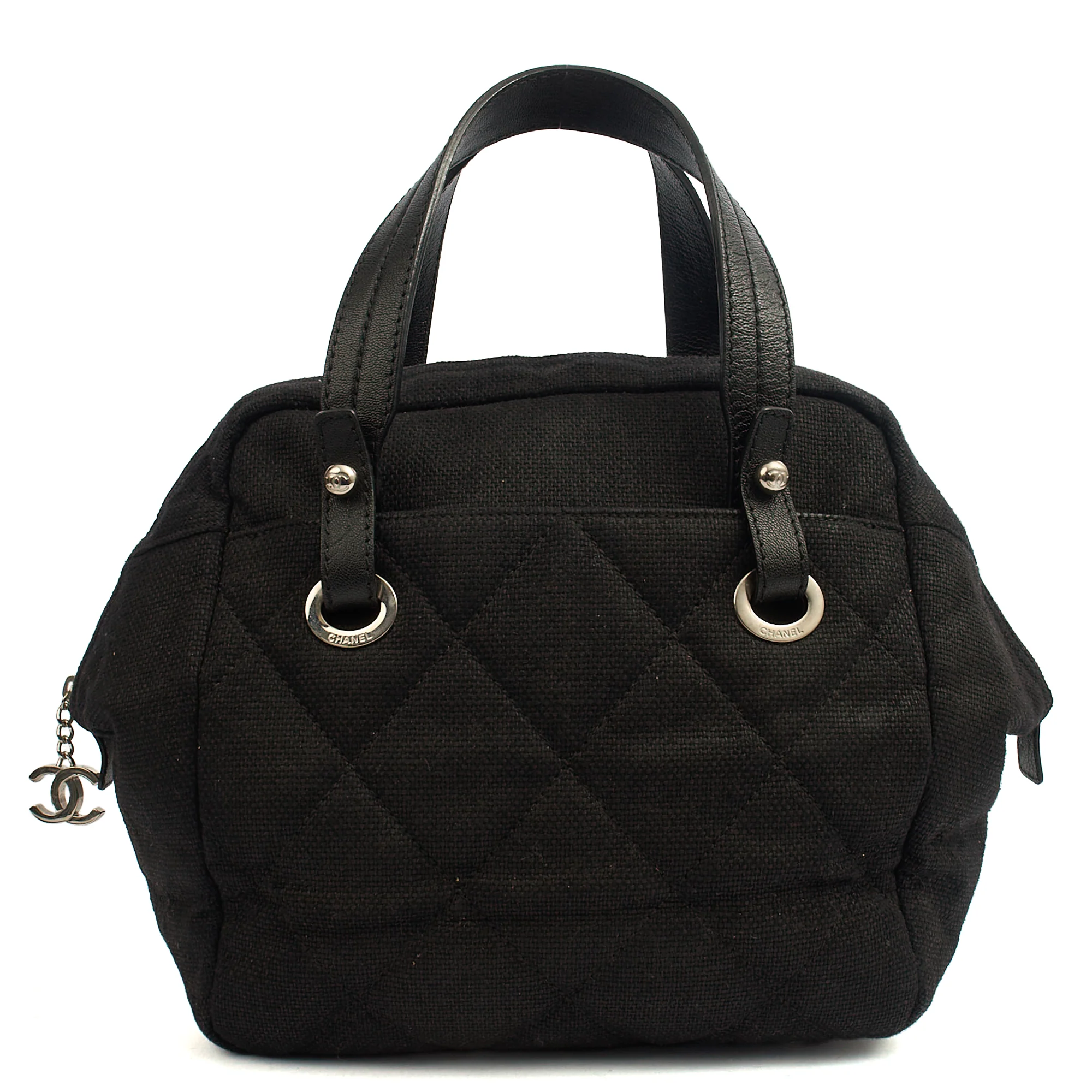 Picture of Chanel Top Handle Bowler in Black, Fabric