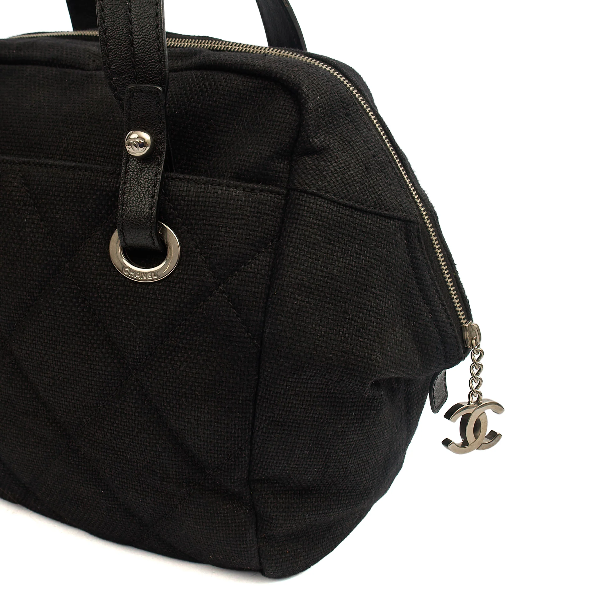 Picture of Chanel Top Handle Bowler in Black, Fabric