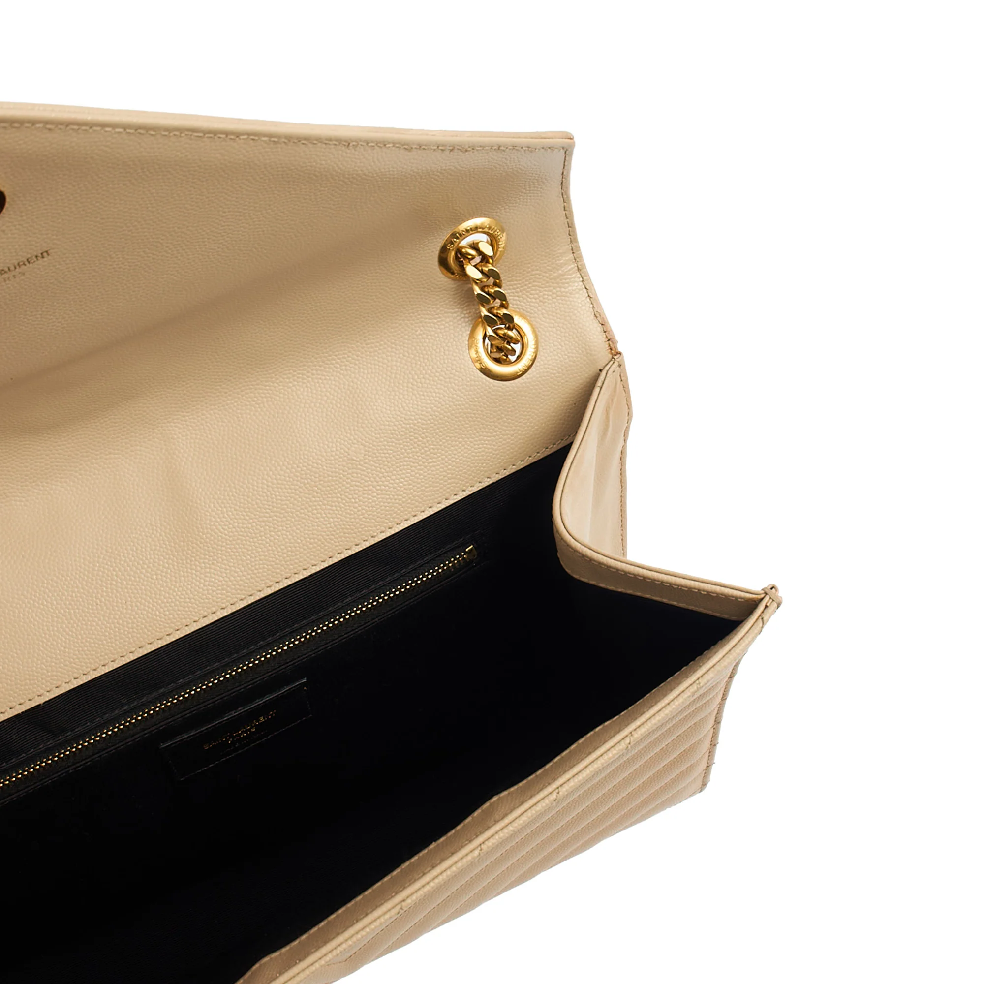 Picture of Saint Laurent Shoulder Bag Envelope - Large in Neutral, Calfskin Leather