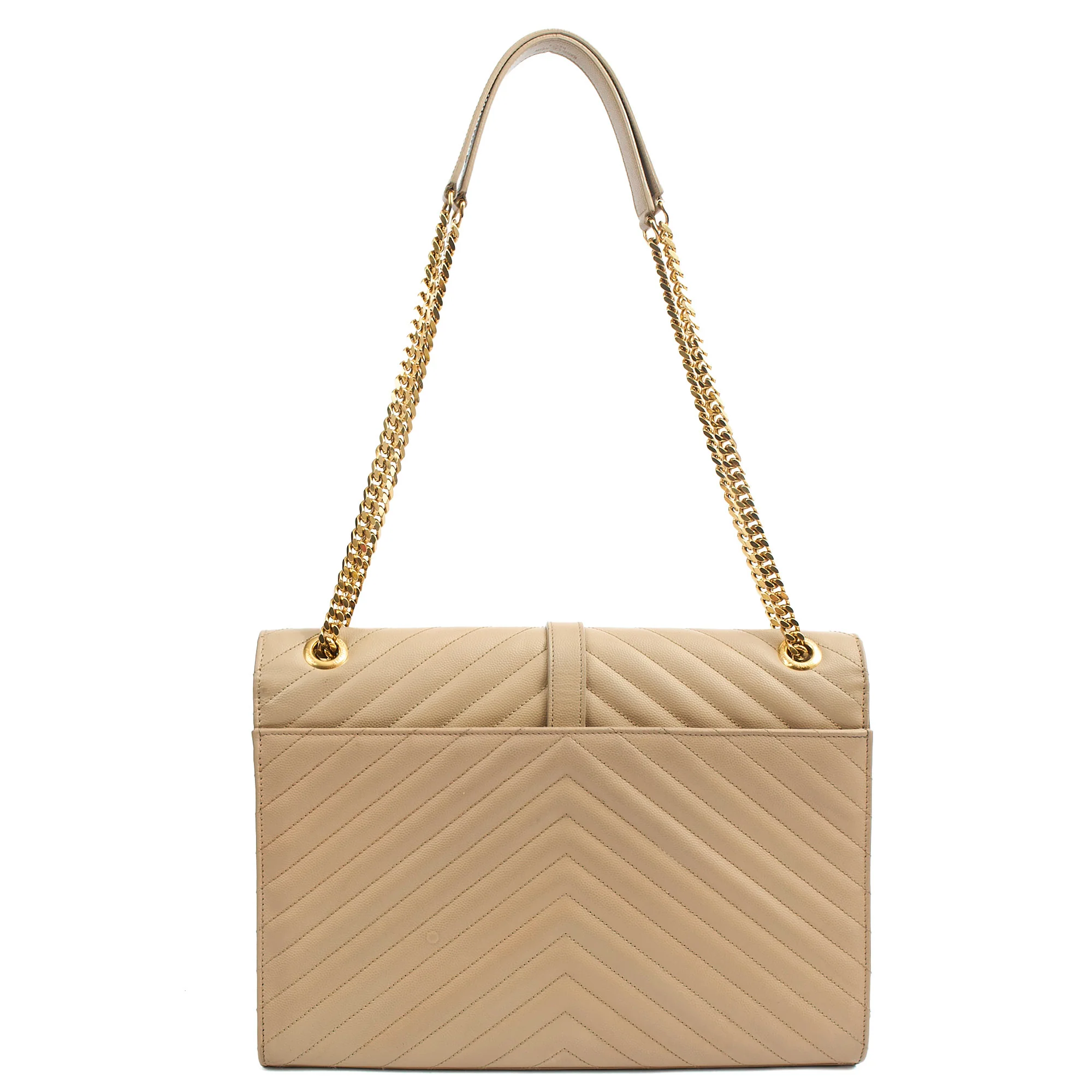 Picture of Saint Laurent Shoulder Bag Envelope - Large in Neutral, Calfskin Leather