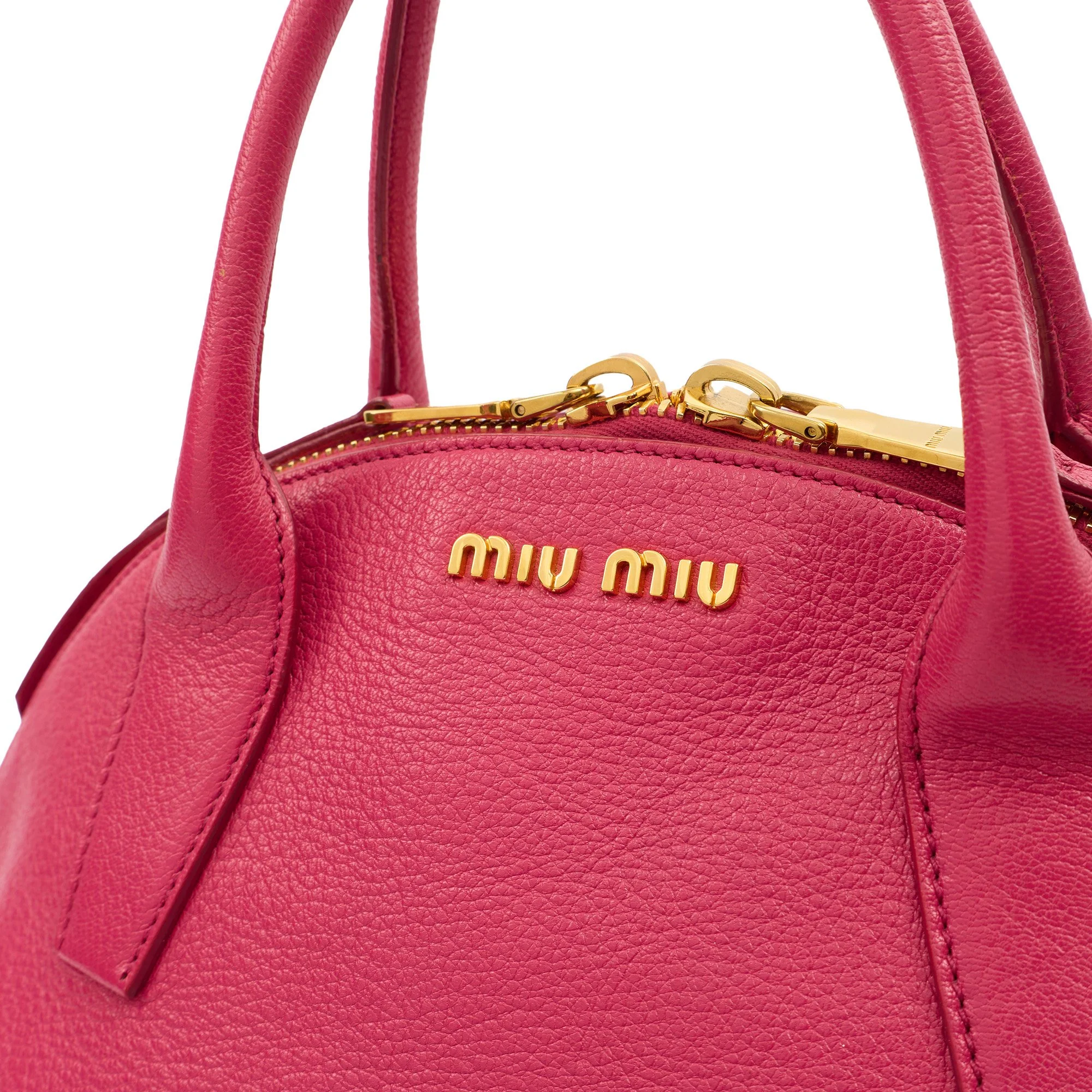 Picture of Miu Miu Shoulder Bag Bowling Bag - Small in Pink, Leather