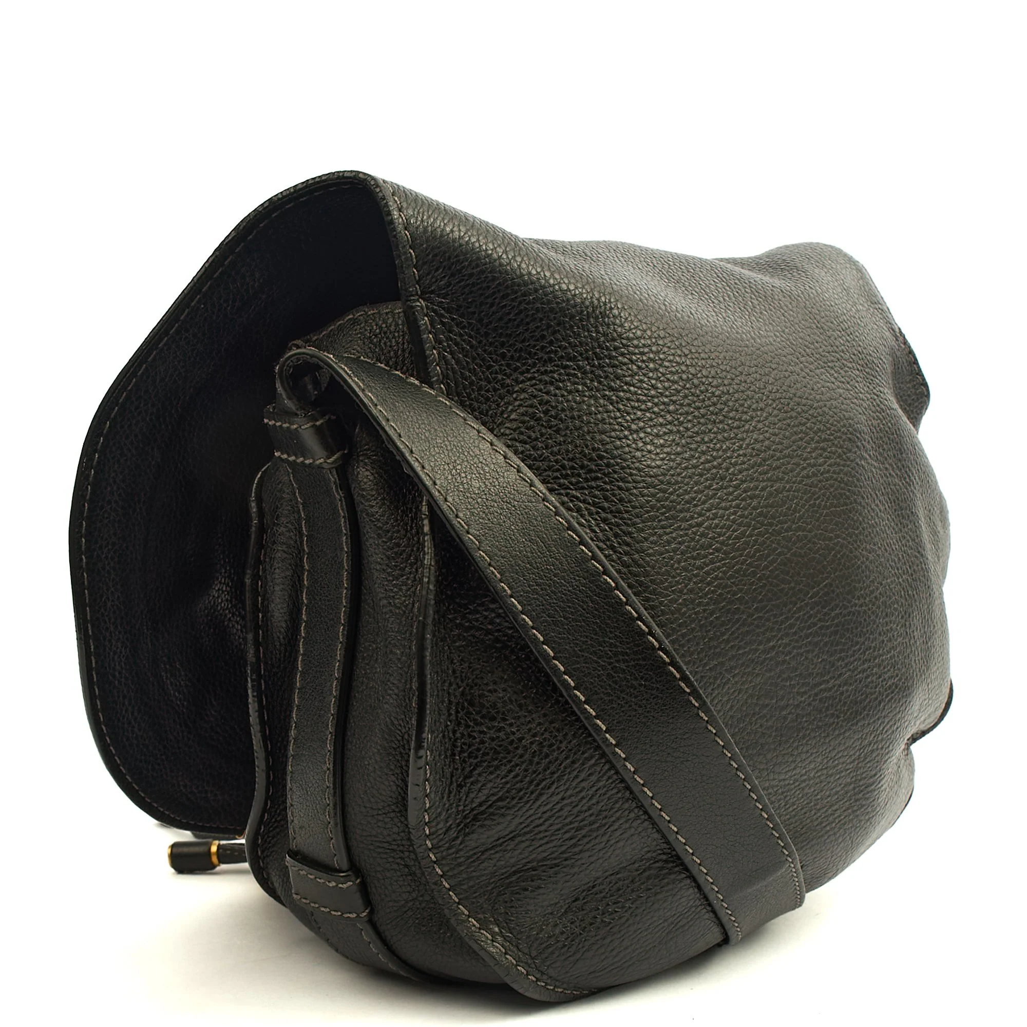 Picture of Chloe Cross Body Marcie Satchel in Black, Calfskin Leather