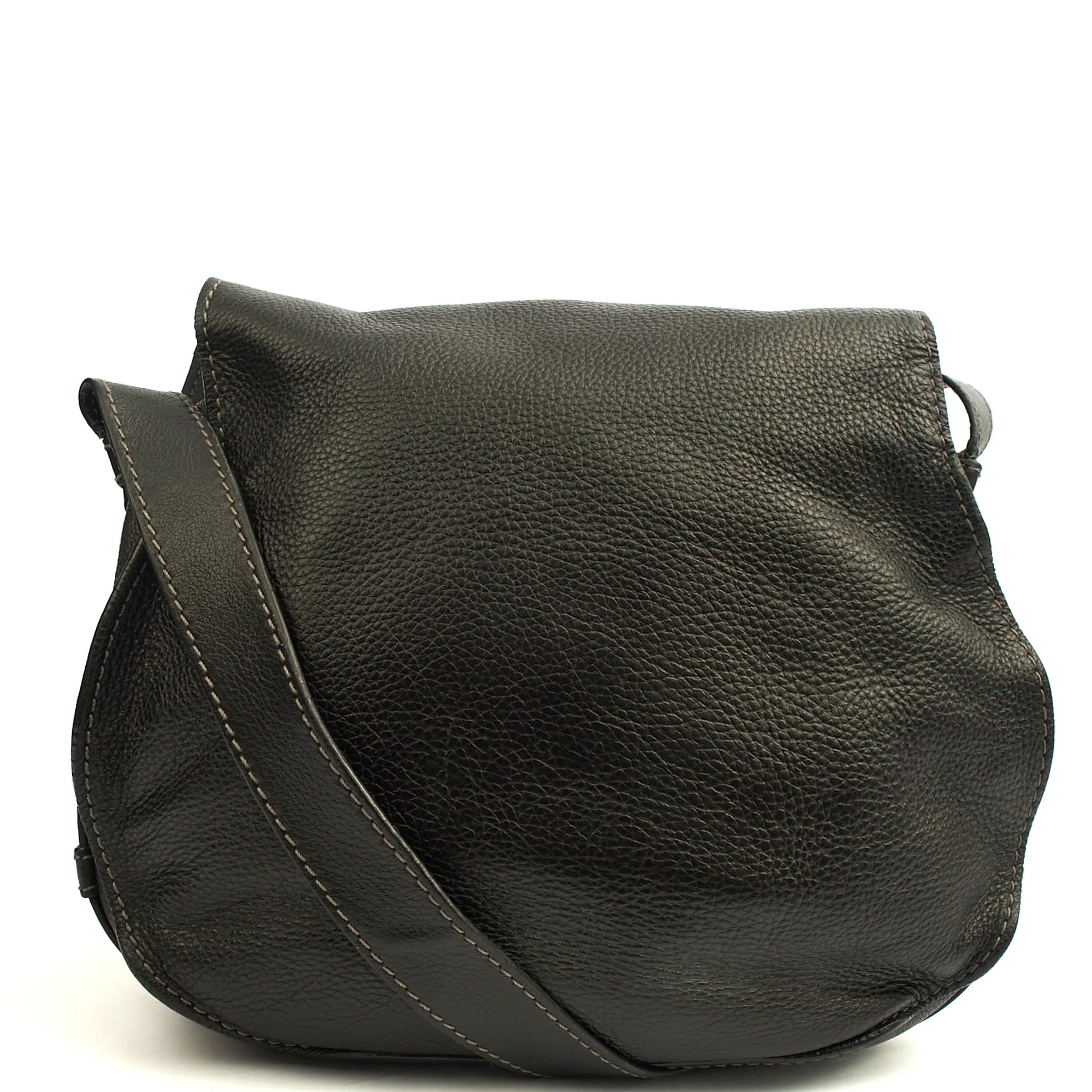 Picture of Chloe Cross Body Marcie Satchel in Black, Calfskin Leather