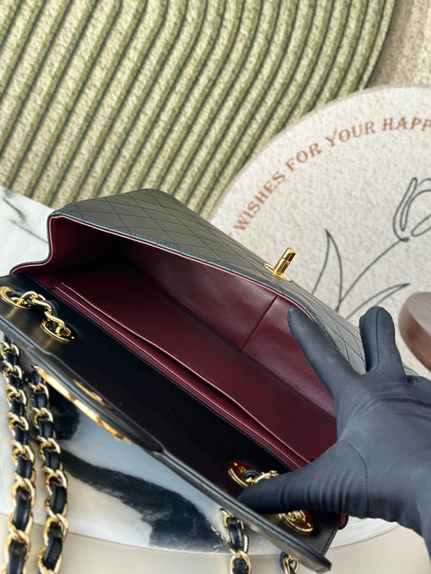 Chanel Vintage Classic Flap Bag interior view