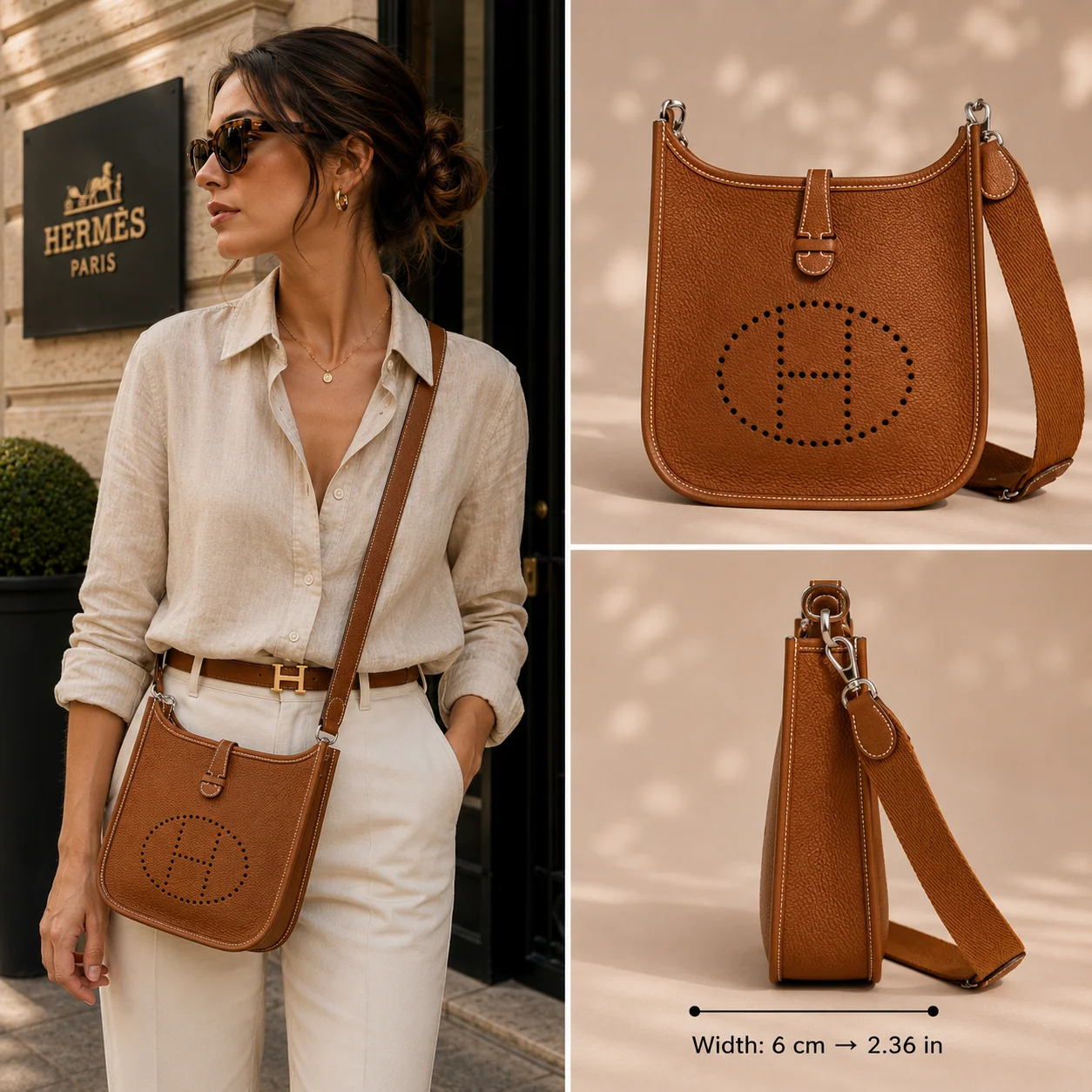 Hermes Evelyne  23  Taurillon Clemence Tan lifestyle collage