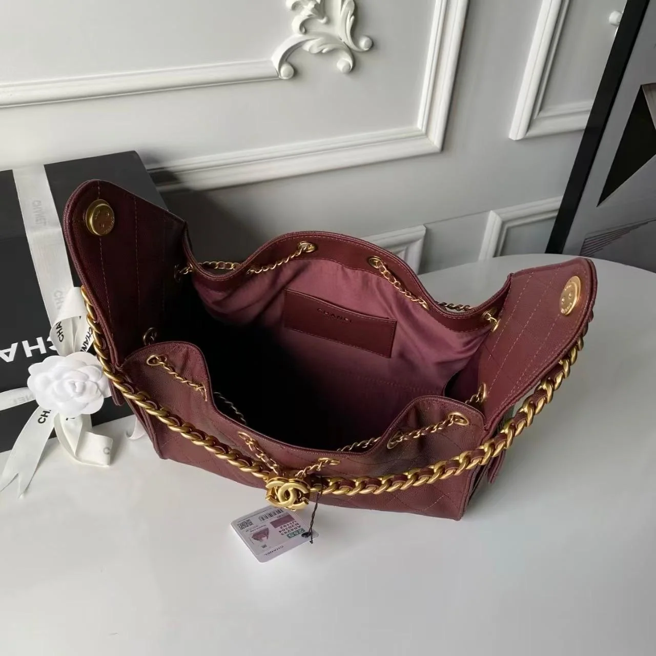 Chanel 25 Small Hobo in Burgundy Calfskin