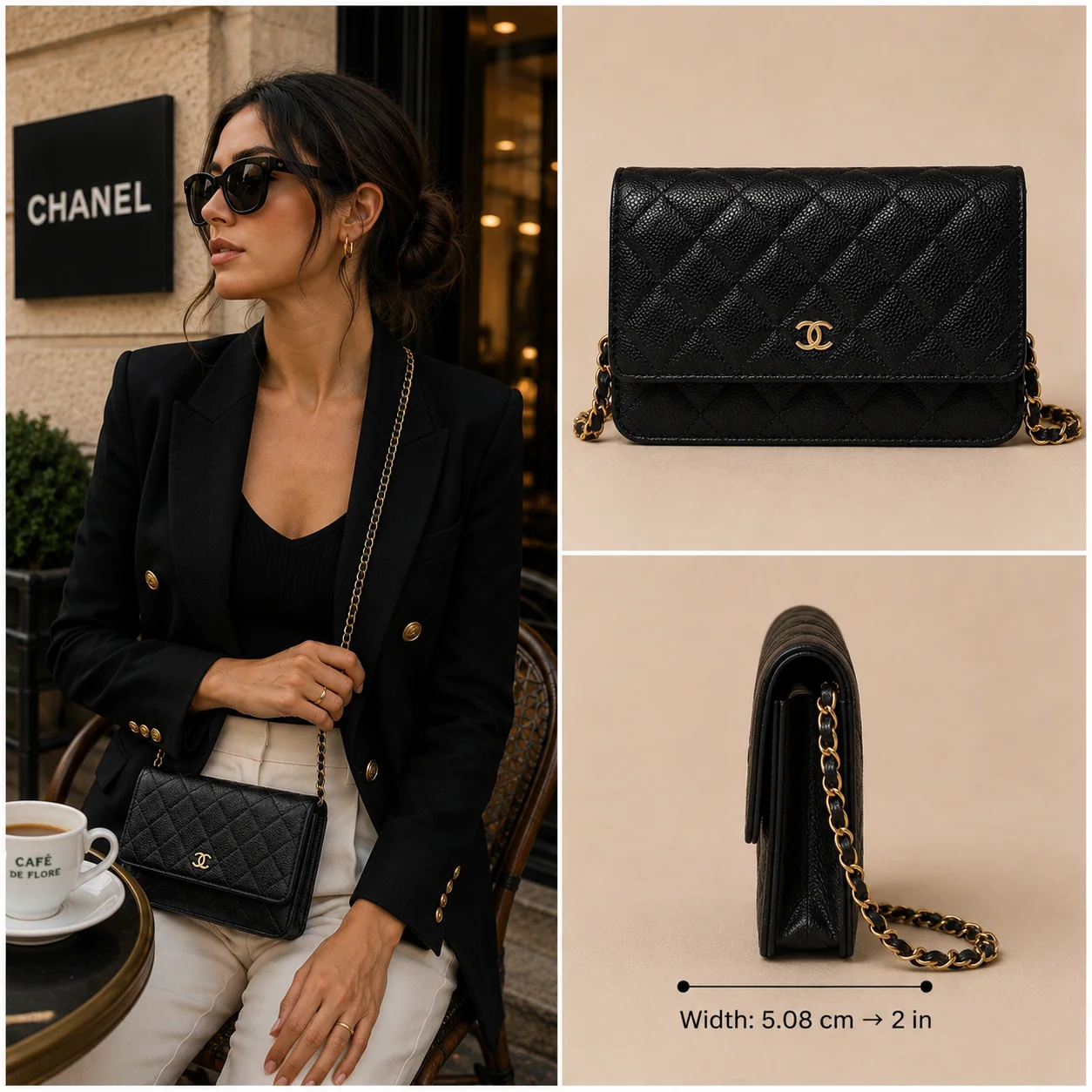 Chanel Caviar Quilted Wallet in Black