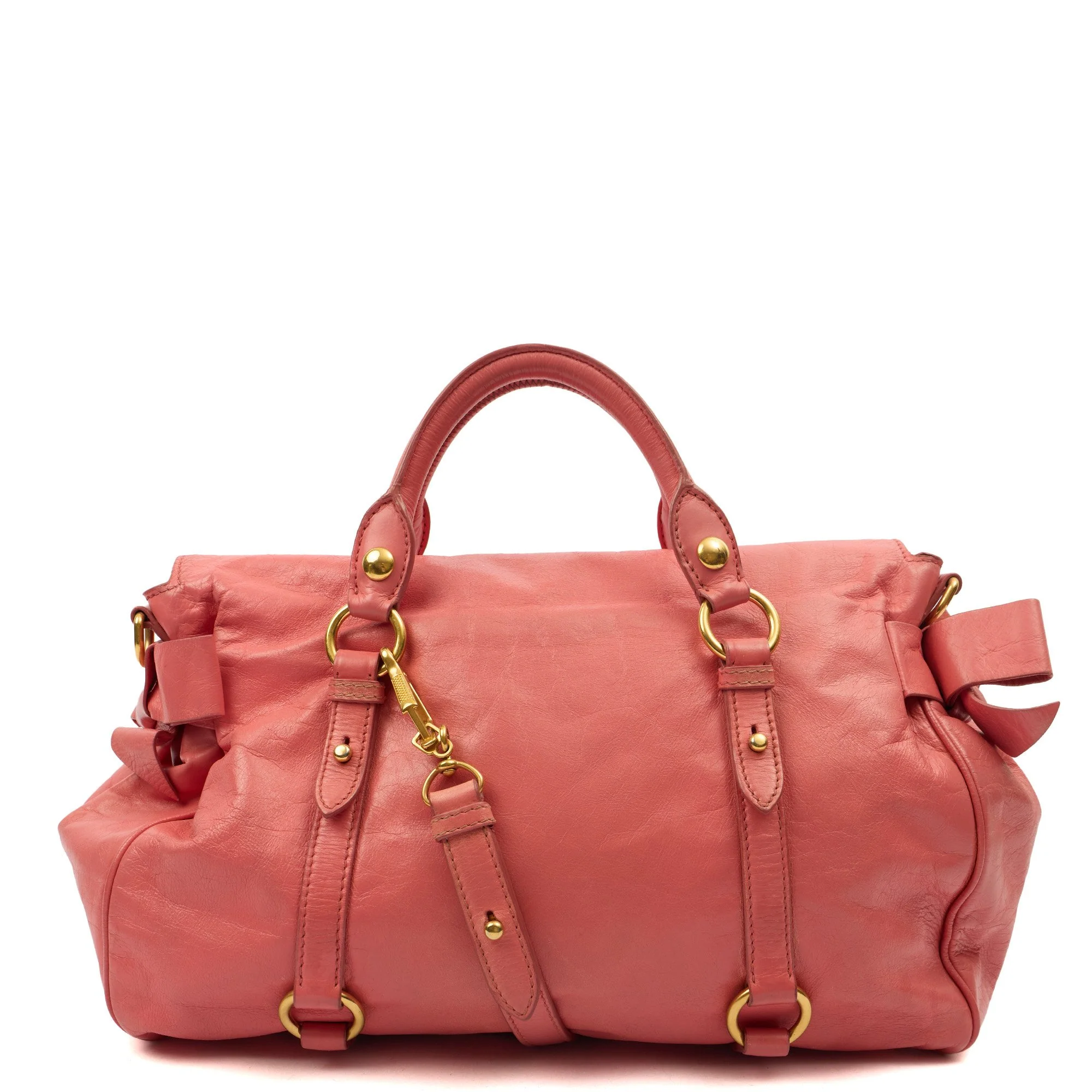Picture of Miu Miu Shoulder Bag Vitello Lux Satchel in Pink, Leather