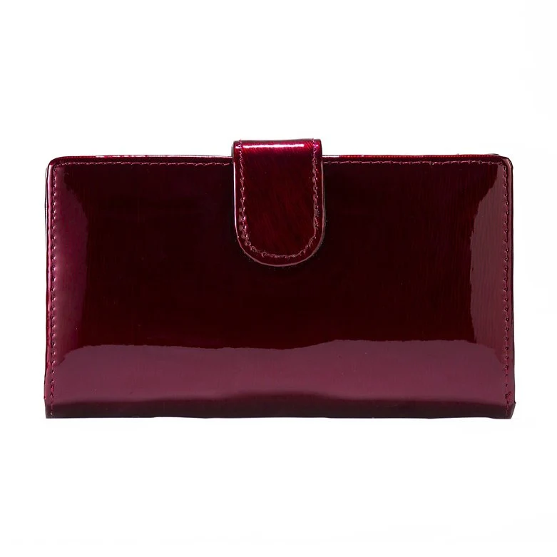 Burgundy Python-Print Enamel Calfskin Medium Wallet WB-502BURG back view