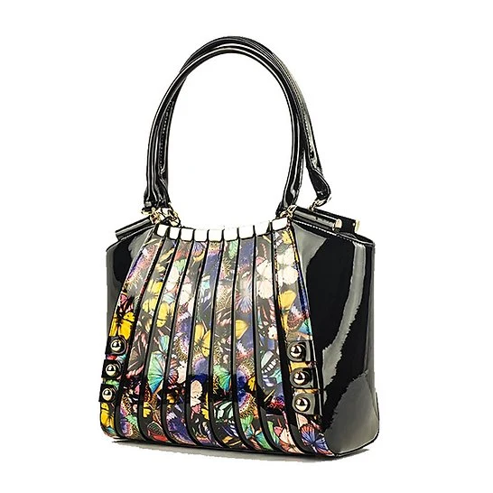 Irina Large Night Butterfly Print Calfskin Handbag  side view