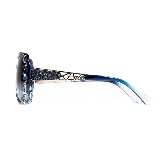 Leah S Blue Crystal Cross-Arm Sunglasses (LE192002 BL-B)