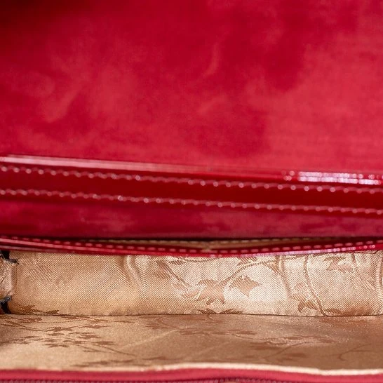 Julia Red Enamel Calfskin Crossbody Clutch interior view