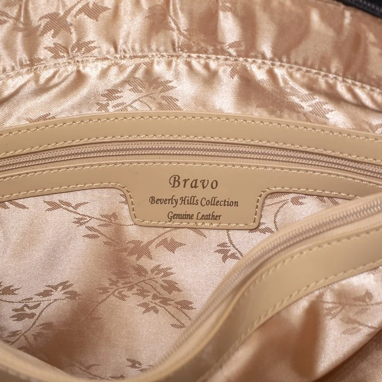 Irina Signature Series II Large Large Floral Print Calfskin Handbag interior view