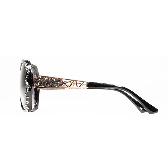 Leah S Black Crystal Cross-Arm Sunglasses (LE192002 BL-G)