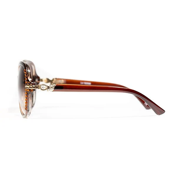 Leah S Brown Crystal Gold-Arm Sunglasses (LE192006 BR-B)