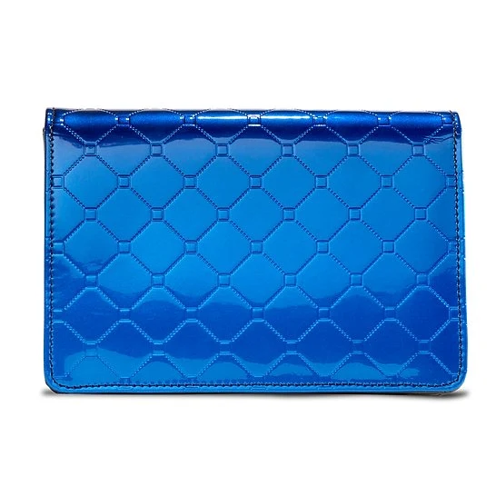 Julia Blue Enamel Calfskin Crossbody Clutch back view