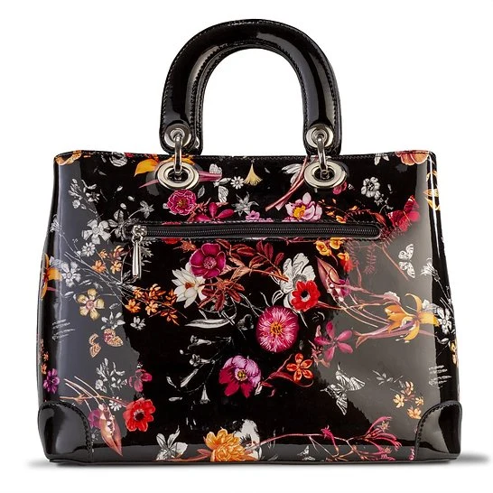 Galina Large Night Blossom Floral Calfskin Handbag back view