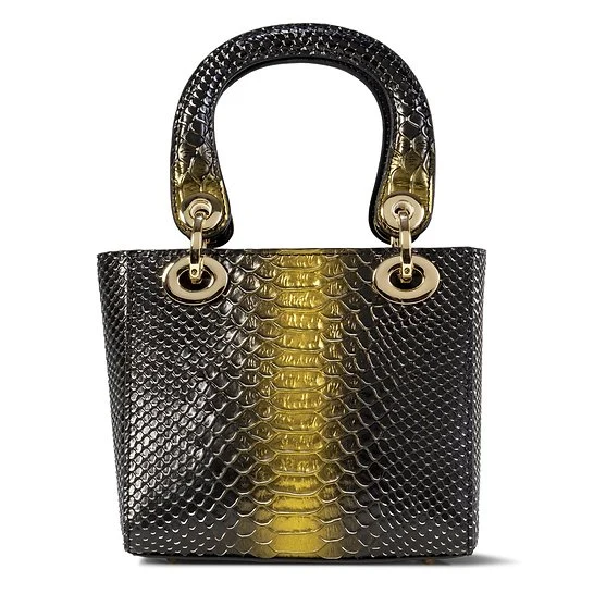 Mini Galina Gold Enamel Calfskin Mini Handbag back view