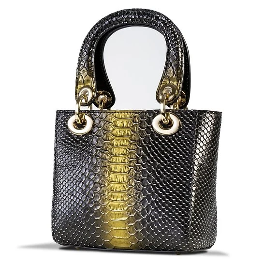 Mini Galina Gold Enamel Calfskin Mini Handbag side view