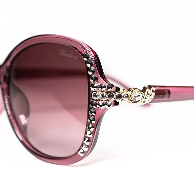 Leah S Purple Crystal Gold-Arm Sunglasses (LE192006 PU-P)