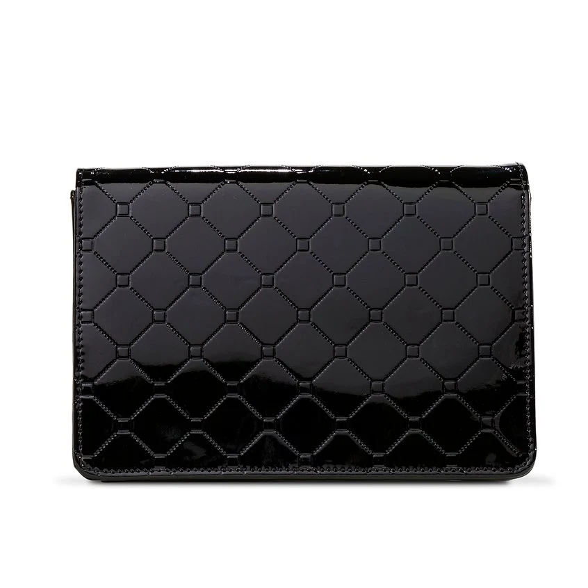 Julia Black Enamel Calfskin Crossbody Clutch back view