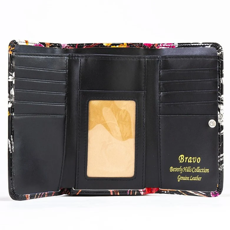 Medium Night Blossom Floral Enamel Calfskin Wallet WBH93-02 interior view 2