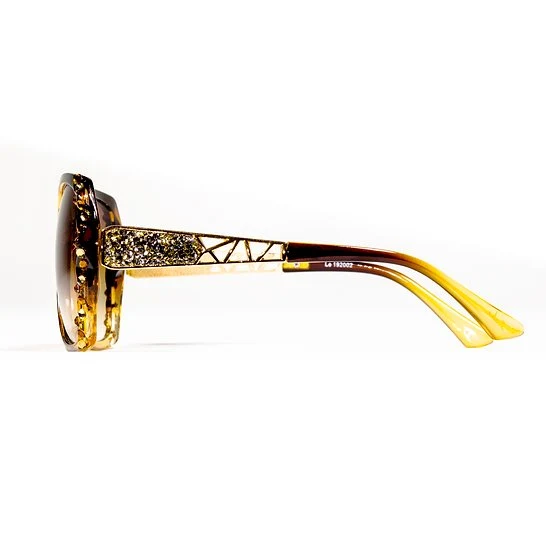 Leah S Light Brown Crystal Cross-Arm Sunglasses (LE192002 BR-B)