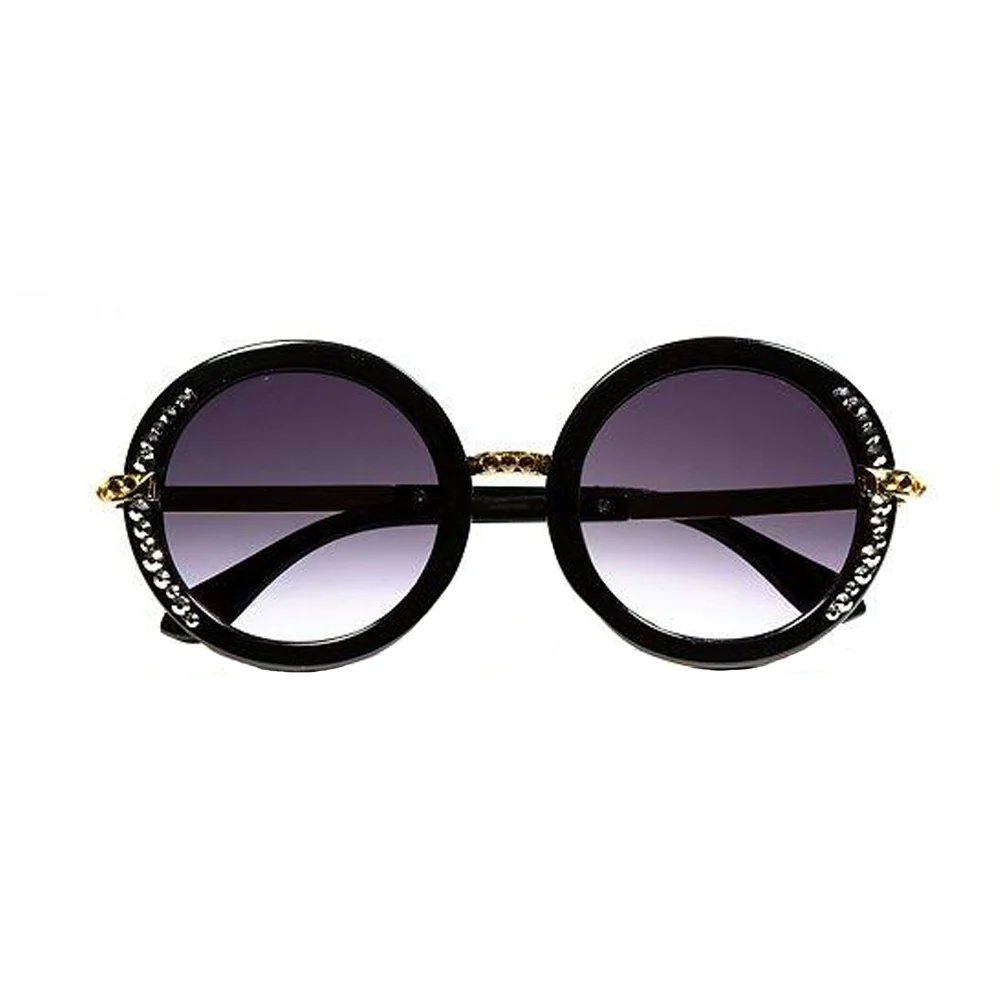 Leah S LE192001 BL-G sunglasses, front view with black frame