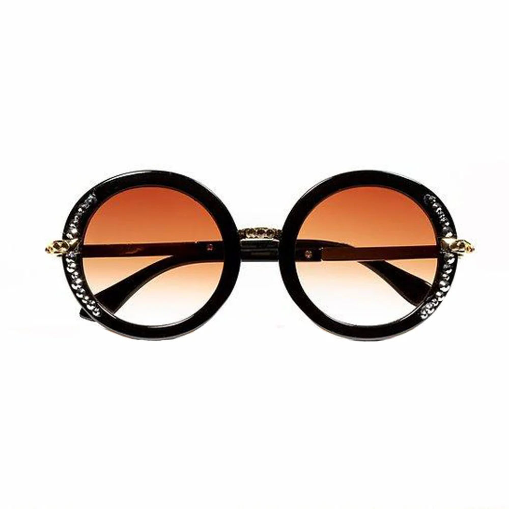 Leah S Black Crystal Sunglasses with Pink Lenses (LE192001 BL-P)