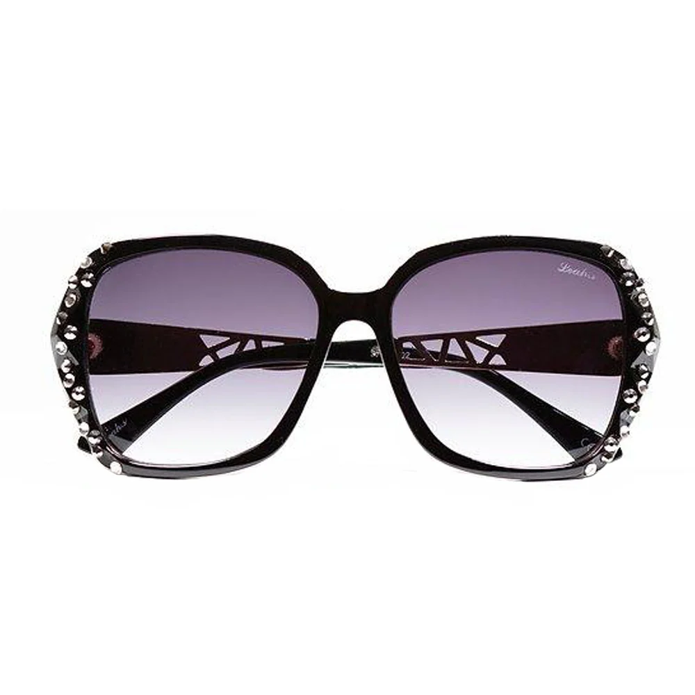 Leah S Black Crystal Cross-Arm Sunglasses (LE192002 BL-G)