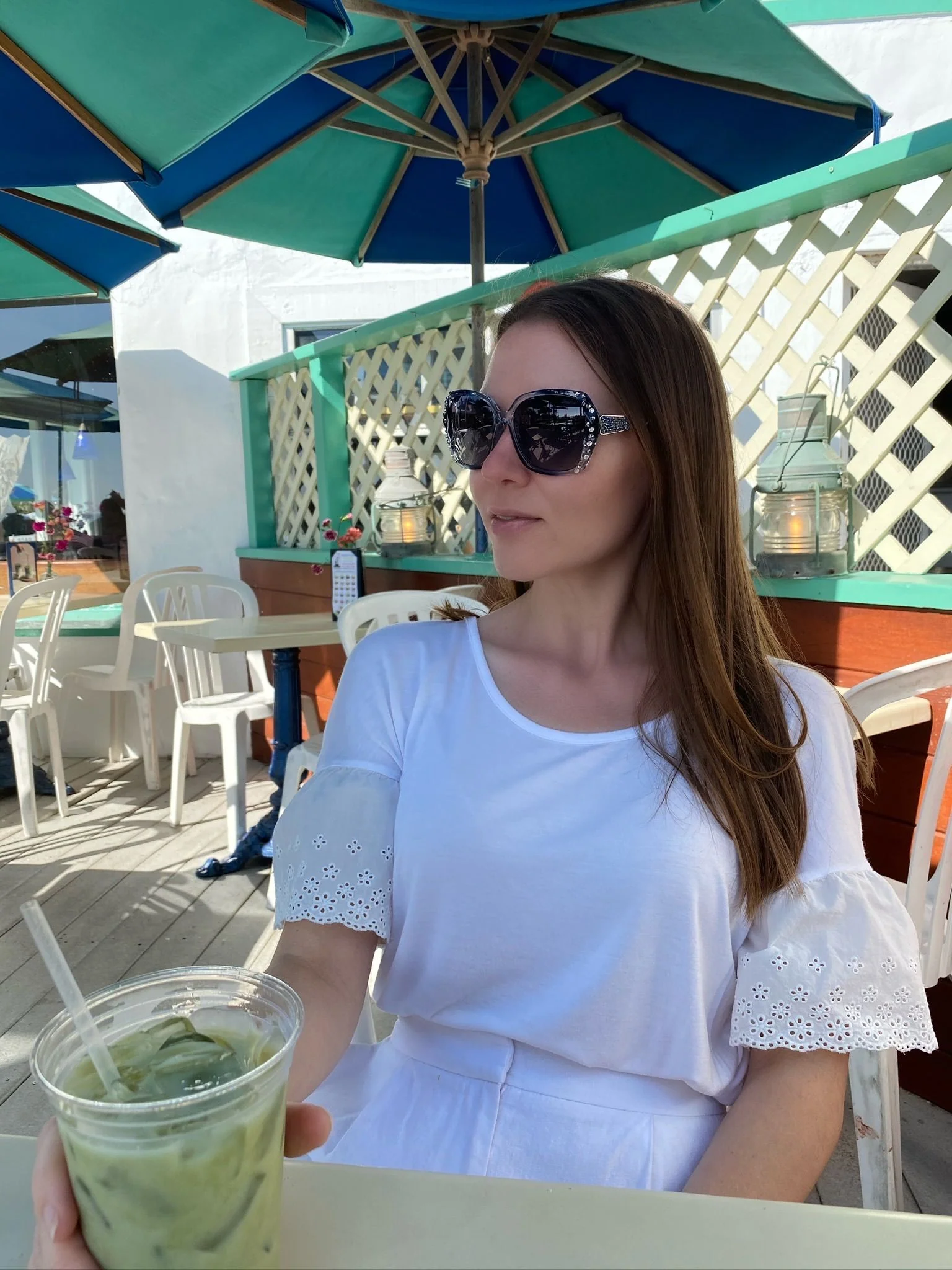 Leah S Blue Crystal Cross-Arm Sunglasses (LE192002 BL-B)