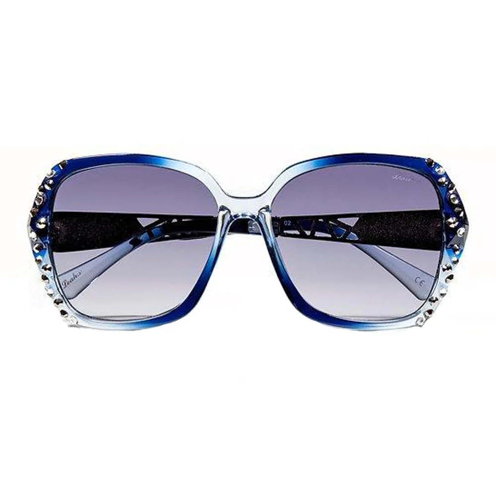 Leah S Blue Crystal Cross-Arm Sunglasses (LE192002 BL-B)