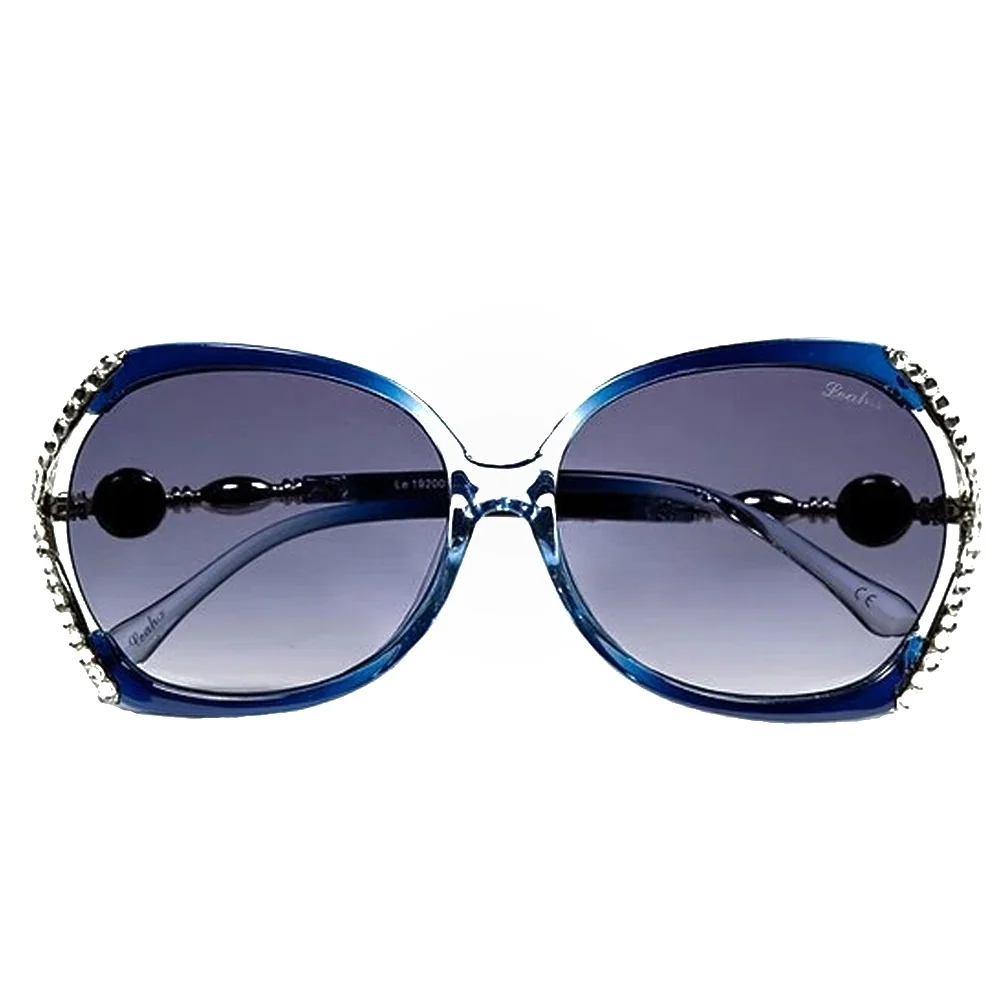 Leah S Blue Crystal Beaded-Arm Sunglasses (LE192003 BL-B)