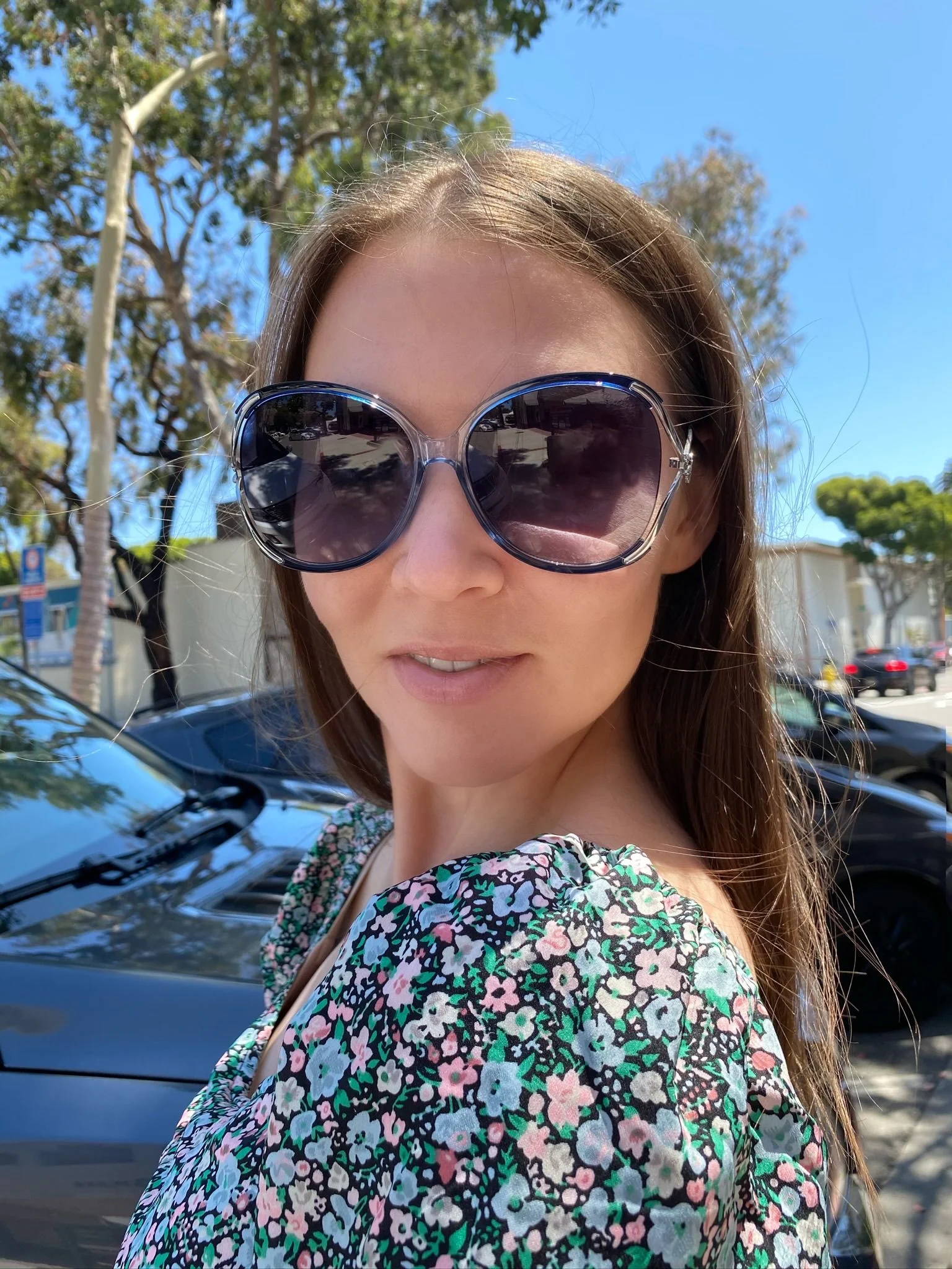 Leah S Blue Bee Motif Sunglasses (LE192005 BL-B)